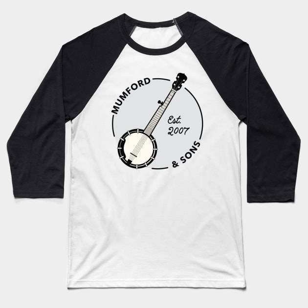 Mumford and Sons Banjo (Black) Baseball T-Shirt by NoahStDesigns